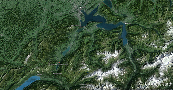 Google Earth image of general location of Lungernsee, Switzerland