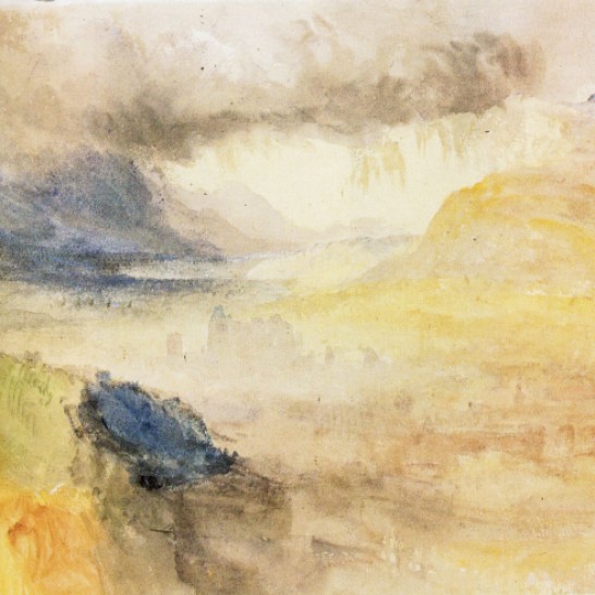J.M.W.Turner Chambery, Savoy, 1836 Watercolour on paper, 10 x 11ins, 254 x 279 mm Private Collection, sold Christie’s, London, 2 April 1996, lot 63. Showing the view from the slopes to the south of the city, looking over the castle and church towards the distant Lac de Bourget. Photograph courtesy of Christie’s Ltd.