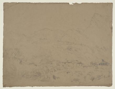 J.M.W.Turner Voreppe in the Chartreuse, with the Grande Aiguille in the distance, right, 1802 Pencil and watercolour on grey paper 458 x 594 mm Tate Britain, London, Turner Bequest LXXIX Q (D04891) This sketch is currently catalogued as ‘Sallanches and the River Arve, from the St Martin Road’, but it certainly shows Voreppe in the Chartreuse near Grenoble. Photo courtesy of Tate. To see this image in the Tate’s own online catalogue of the Turner Bequest click on the following link, then use your browser’s ‘back’ button to return to this page: http://www.tate.org.uk/art/artworks/turner-sallanches-and-the-river-arve-from-the-st-martin-road-d04891